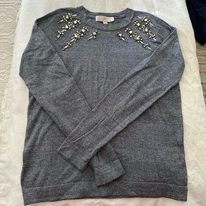 Loft women’s size small thin rhinestone gray sweatshirt